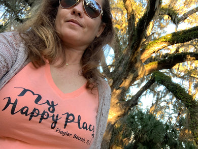 Flagler Beach My Happy Place V-Neck